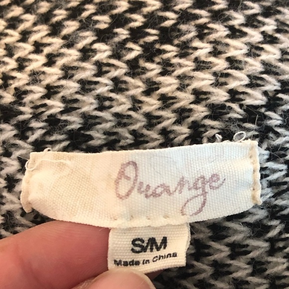 ORANGE Cardigan Sweater Women's Size Small White Black Mohair Blend Fringe Hem - Picture 4 of 9
